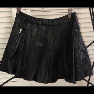 Pleated Vegan Leather Skirt
